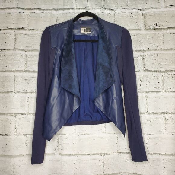 Kut from the Kloth Blue Draped Open Jacket - Picture 1 of 9